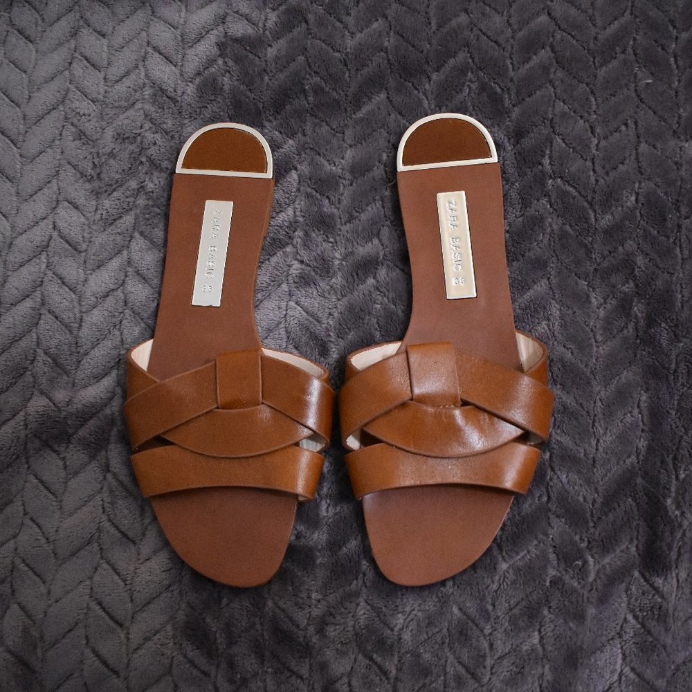 ZARA Woven Tawny Sandals